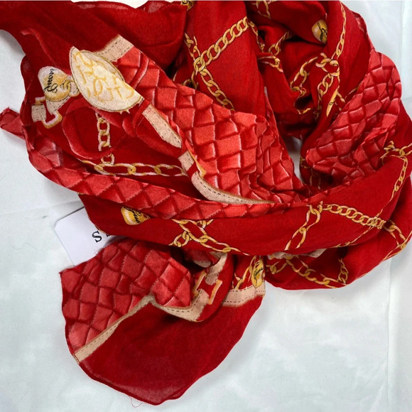 Guess | Red and Gold Scarf - New with Tags - Picture 1 of 3
